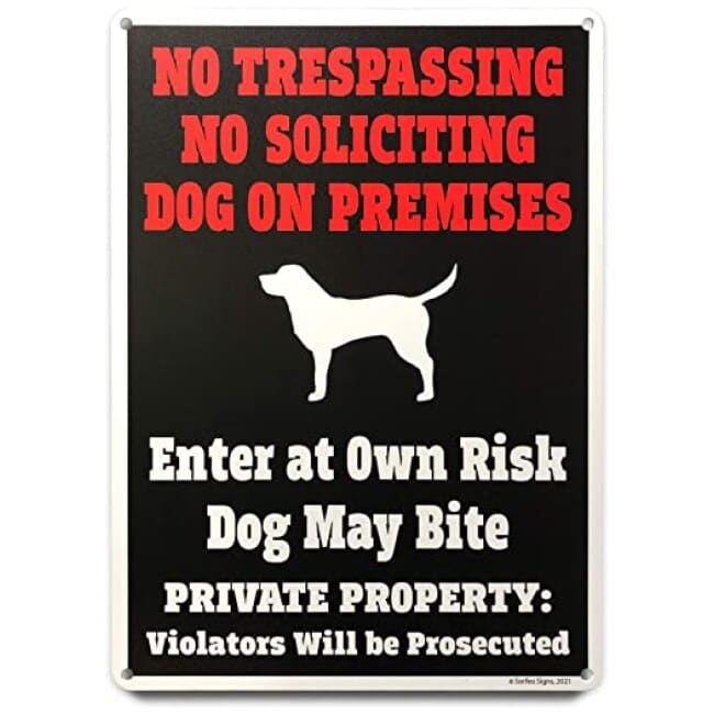 Warning Beware Of Dog Does Bite No Trespassing No Soliciting Metal Sign BD34 
