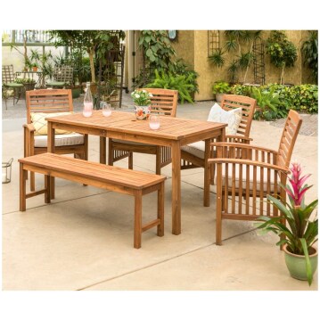 6 Piece Traditional Brown Patio Dining Set