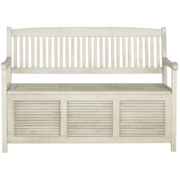 Brisbane Storage Bench in Distressed White - Safavieh PAT7017C