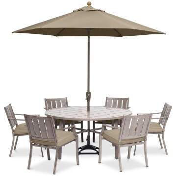 Wayland Outdoor Aluminum 7-Pc. Dining Set (60" Round Dining Table & 6 Dining Chairs), Created for Macy's